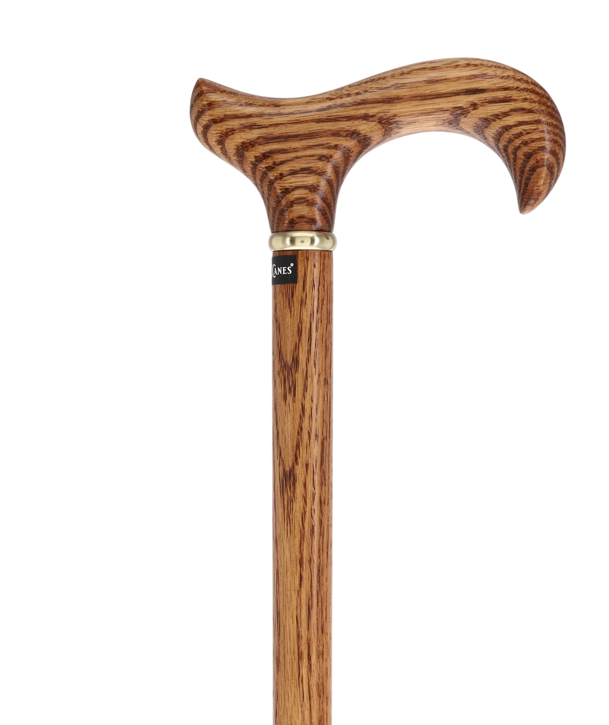 Strong Natural Oak Derby Cane with Gold Collar Derby Classic Walking Canes - Tophatter Daily Deals