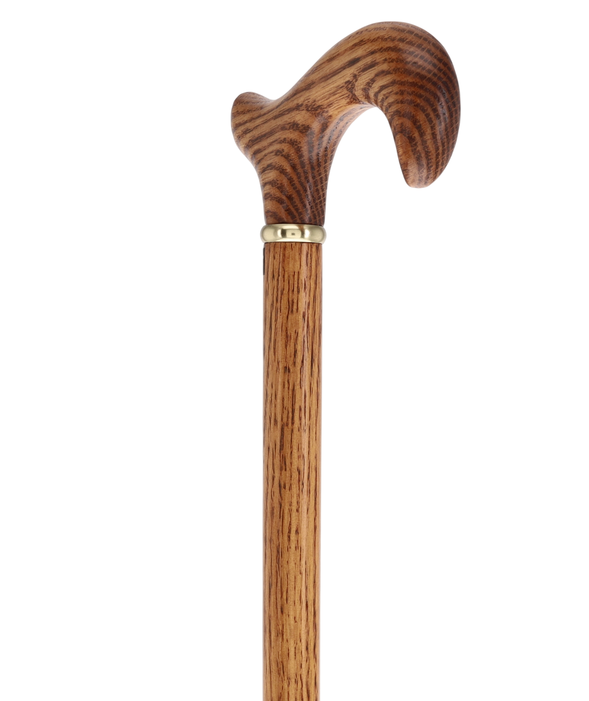 Strong Natural Oak Derby Cane with Gold Collar Derby Classic Walking Canes - Tophatter Daily Deals