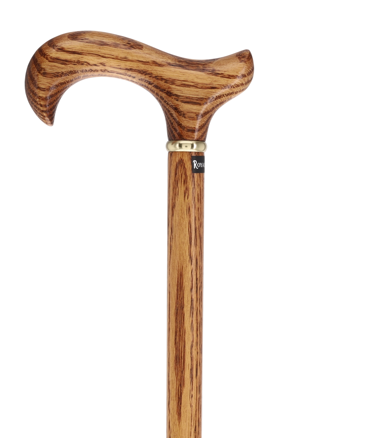 Strong Natural Oak Derby Cane with Gold Collar Derby Classic Walking Canes - Tophatter Daily Deals