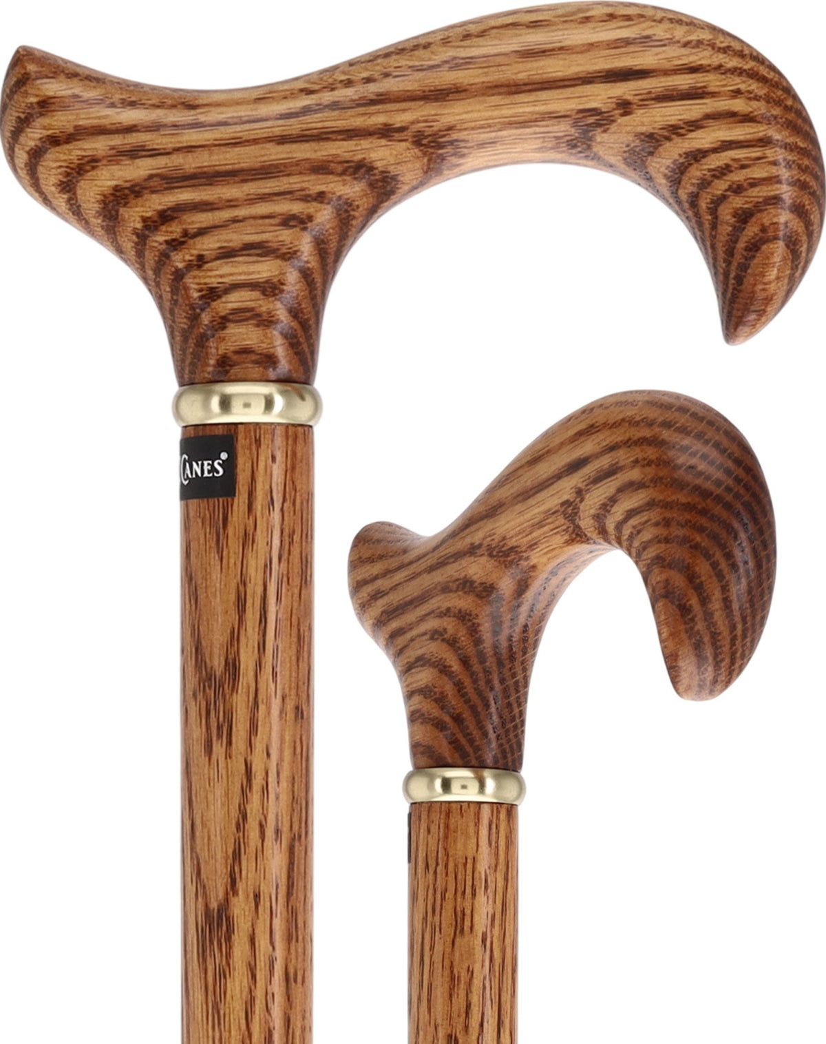 Strong Natural Oak Derby Cane with Gold Collar Derby Classic Walking Canes - Tophatter Daily Deals