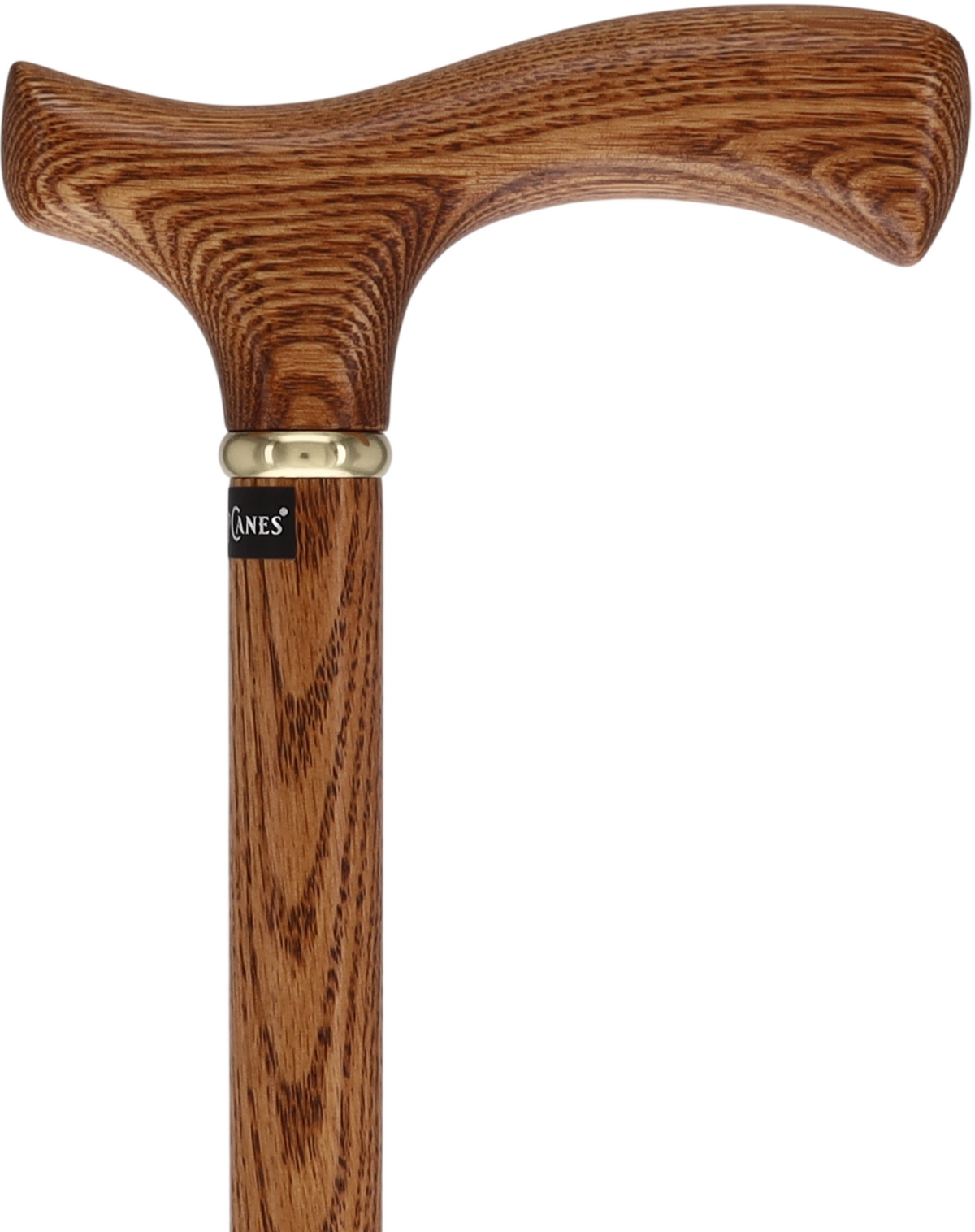 Handcrafted Oak Fritz Cane: Elegant Gold Collar Fritz Handle Walking Canes - Tophatter Daily Deals