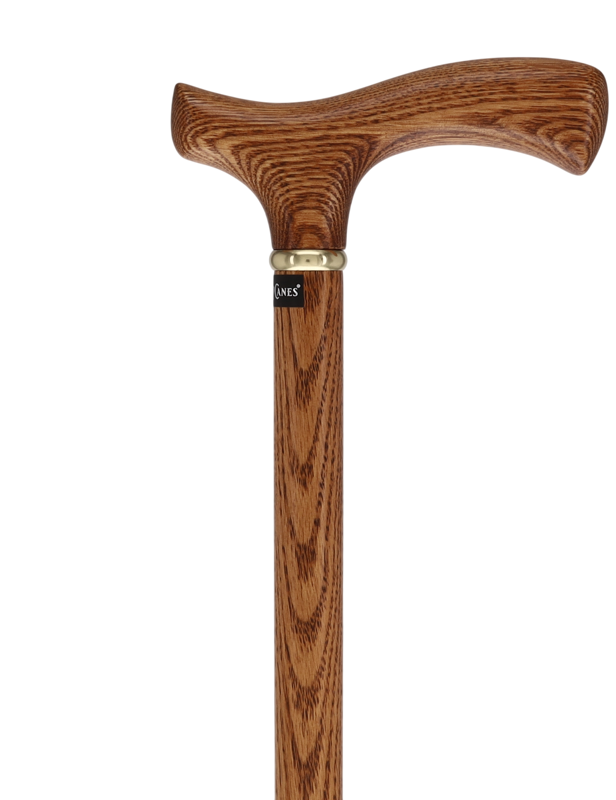 Handcrafted Oak Fritz Cane: Elegant Gold Collar Fritz Handle Walking Canes - Tophatter Daily Deals