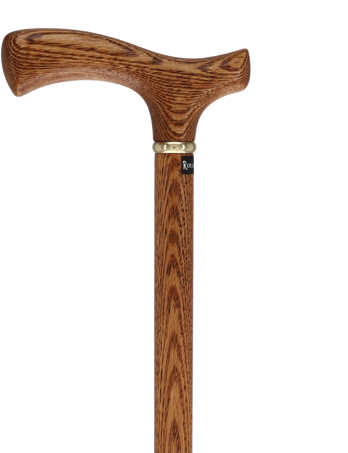 Handcrafted Oak Fritz Cane: Elegant Gold Collar Fritz Handle Walking Canes - Tophatter Daily Deals