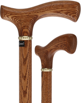 Handcrafted Oak Fritz Cane: Elegant Gold Collar Fritz Handle Walking Canes - Tophatter Daily Deals