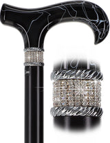 Super Srong Black Rhinestone Derby Cane Extra Strong Walking Canes - Tophatter Daily Deals