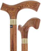 Elegant Fritz Oak Cane w/ Embossed Brass Collar Larger to XL Hand American Oak Canes - Tophatter Daily Deals