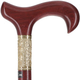 Padauk Derby Cane: Jeweler-Designed Gold Leaf Collar Derby Classic Walking Canes - Tophatter Daily Deals