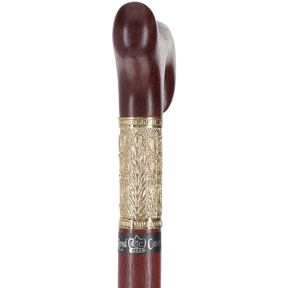 Padauk Derby Cane: Jeweler-Designed Gold Leaf Collar Derby Classic Walking Canes - Tophatter Daily Deals