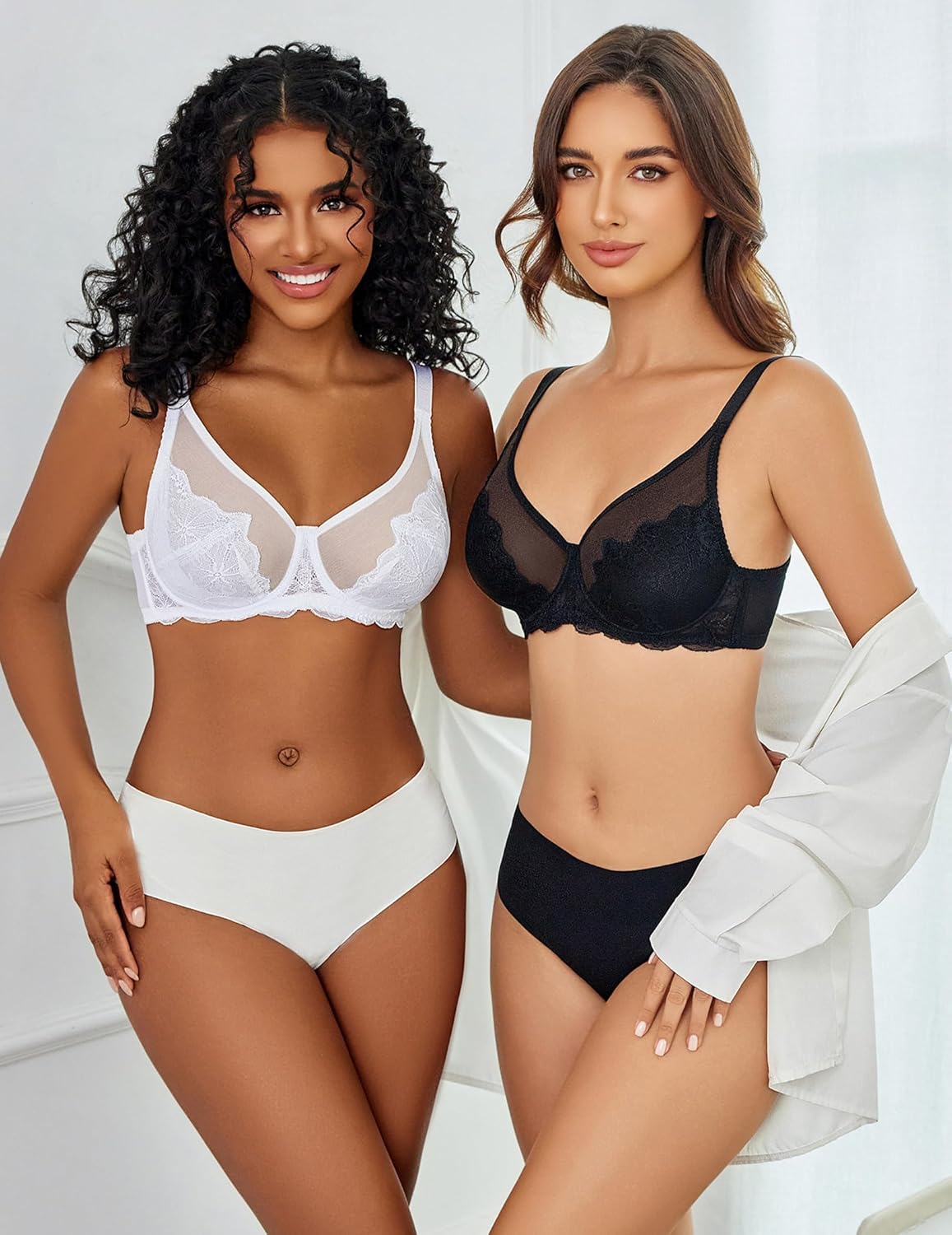 Lace Minimizer Bra Full Coverage Mesh Bra Lingerie Sets-Bras - Tophatter Daily Deals