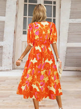 Ruched Printed Surplice Short Sleeve Dress Casual Dresses - Tophatter Daily Deals