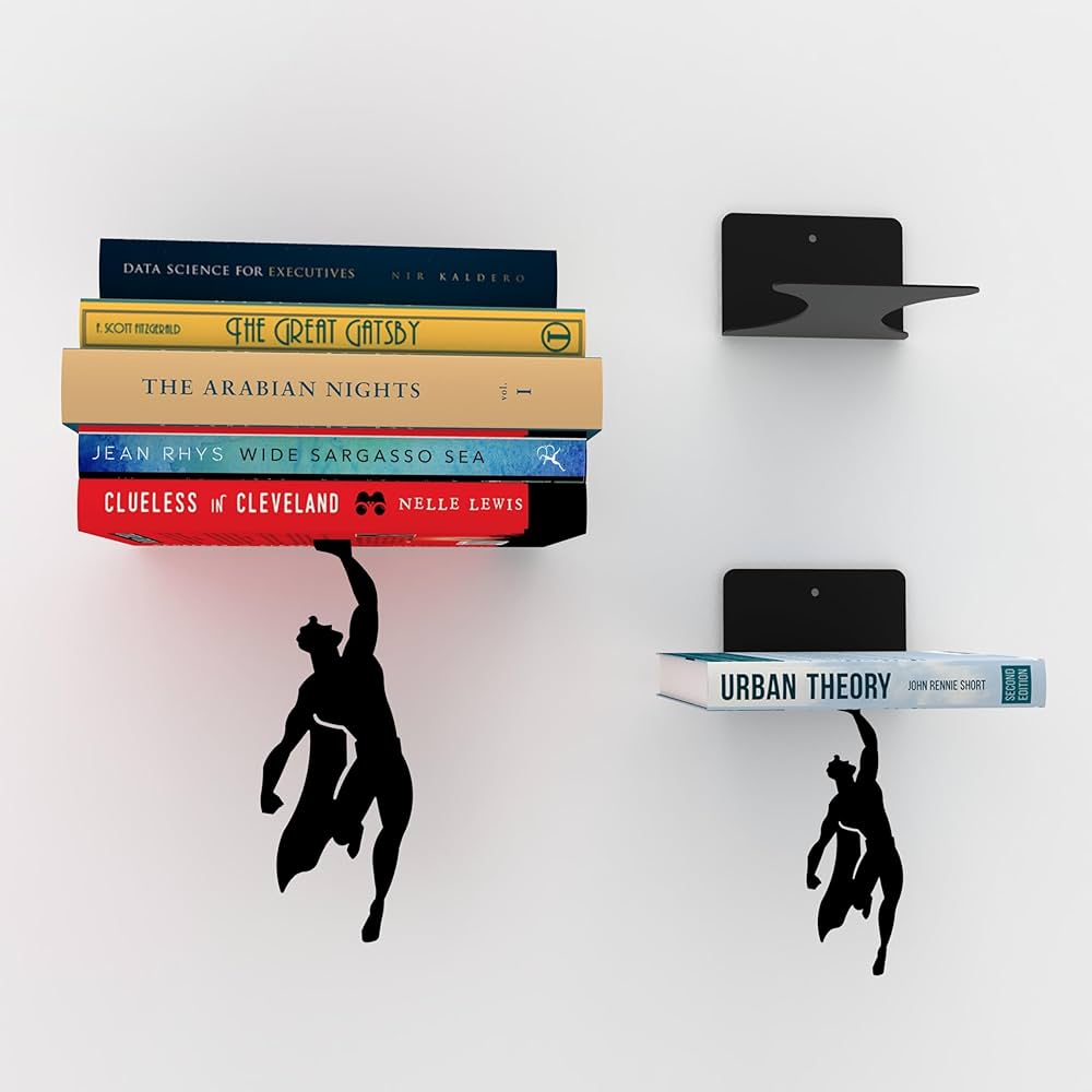 Superhero Bookend Figurines Metal Bookshelf Decor Desktop Ornament Office Desktop Accessories Bookshelf Home Decoration - Tophatter Daily Deals