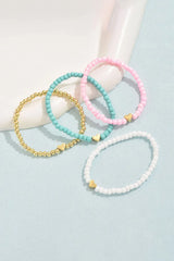 Pink Valentine Heart Beaded Layered Bracelet Bracelets - Tophatter Daily Deals