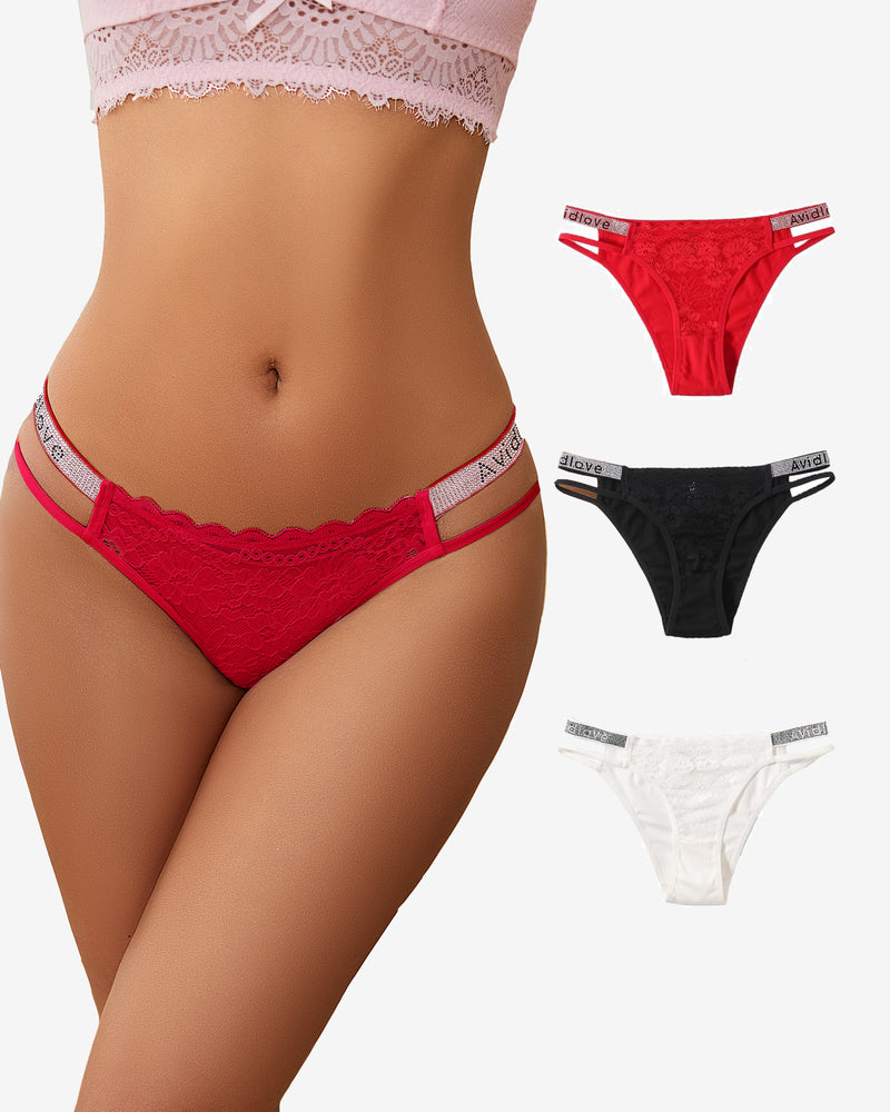 Cotton Panties Floral Lace Hipster 3 Pcs-1 Lingeries-panties - Tophatter Daily Deals