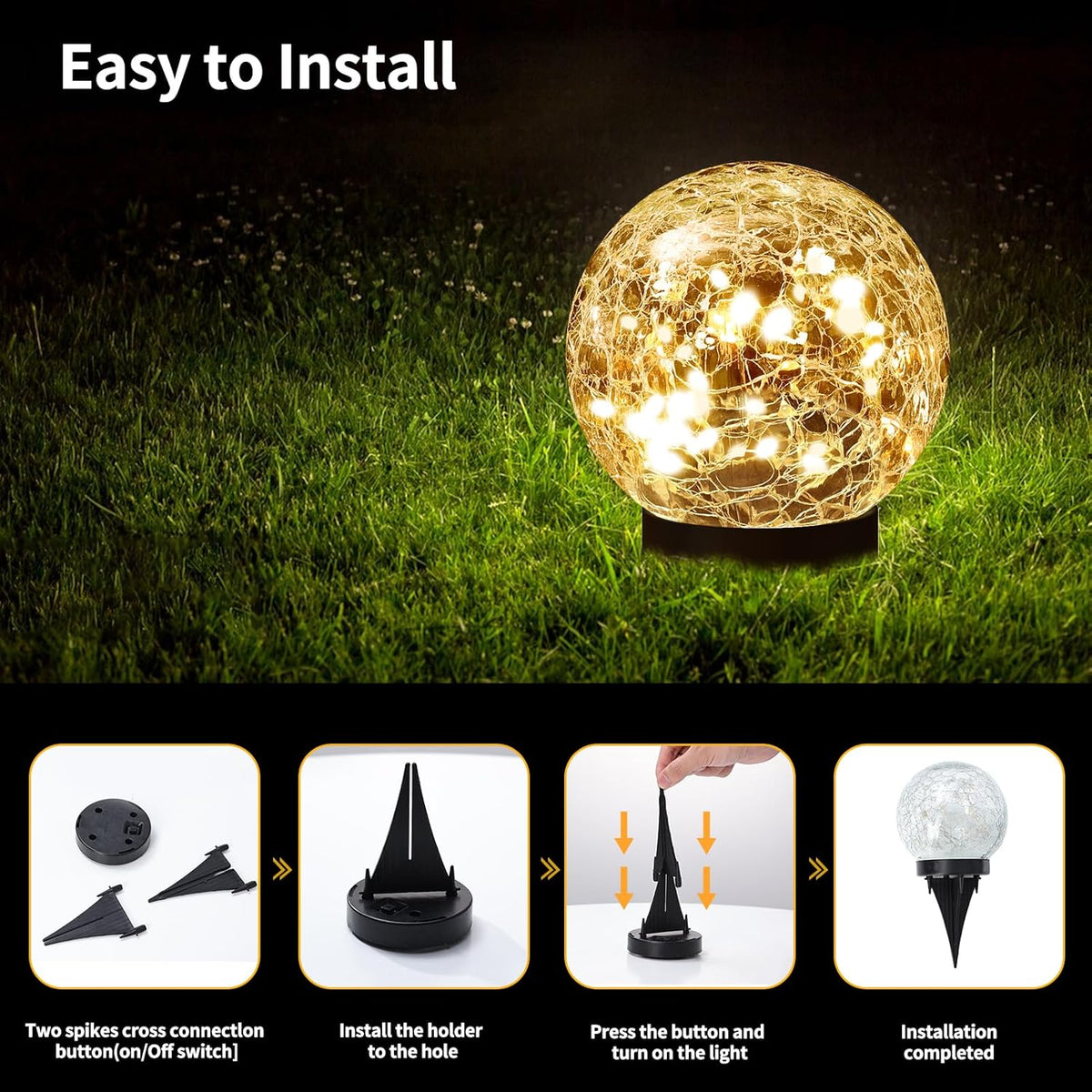6 Pack Solar Globe Lights Outdoor Waterproof Solar Outdoor Lights - Tophatter Daily Deals