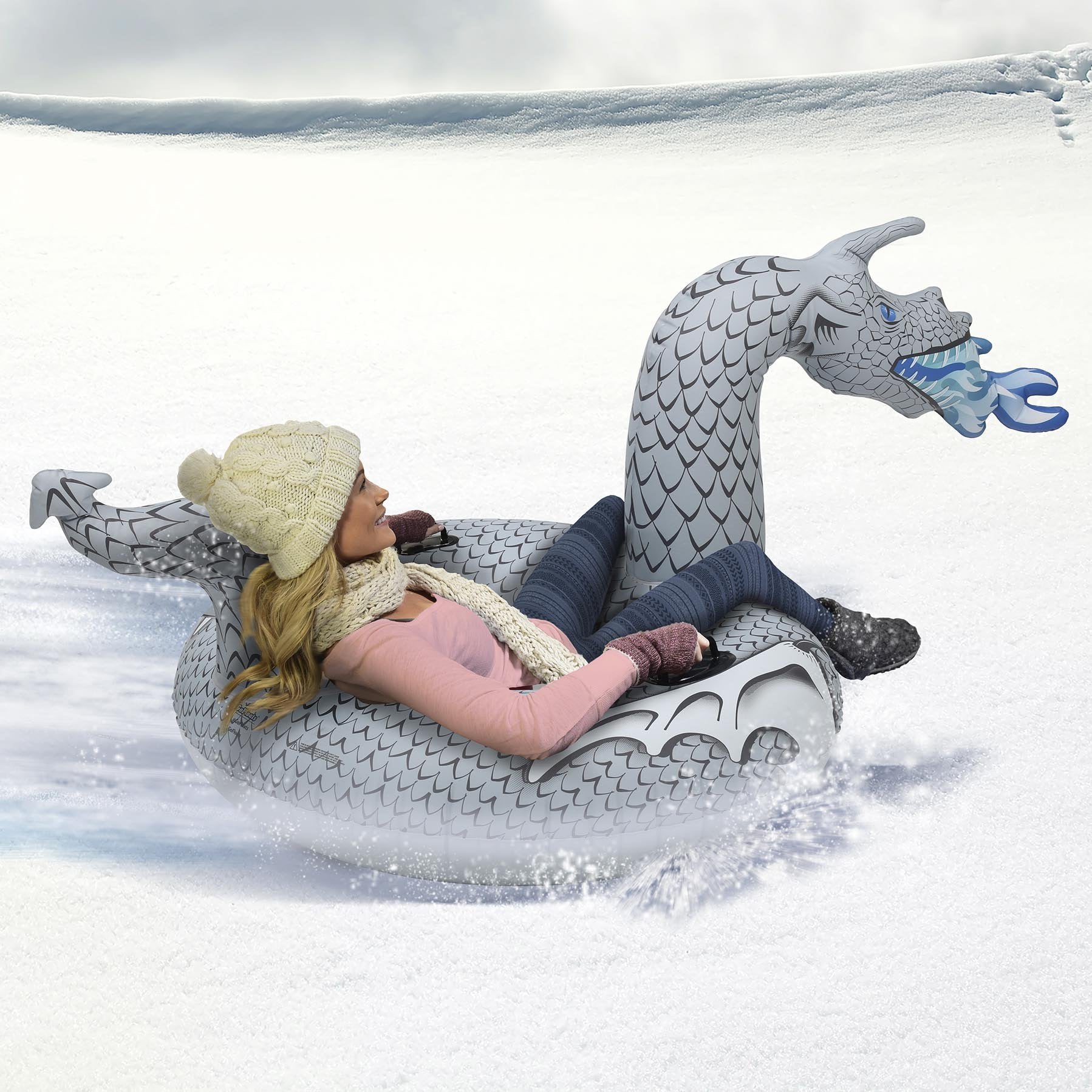 GoFloats Winter Snow Tube - Inflatable Sled for Kids and Adults (Choose from Unicorn, Disney's Frozen, Ice Dragon, Polar Bear, Penguin, Flamingo) - Tophatter Daily Deals