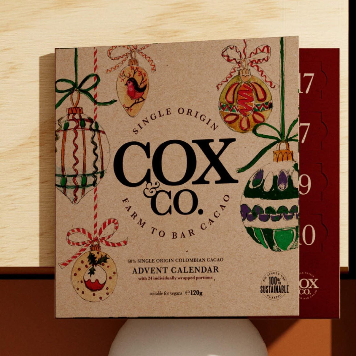 Cox & Co. 60% Single-Origin Dark Chocolate Christmas Advent Calendar for Adults Advent Calendar - Tophatter Daily Deals