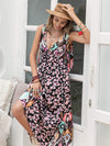 Printed Plunge Sleeveless Midi Dress Casual Dresses - Tophatter Daily Deals