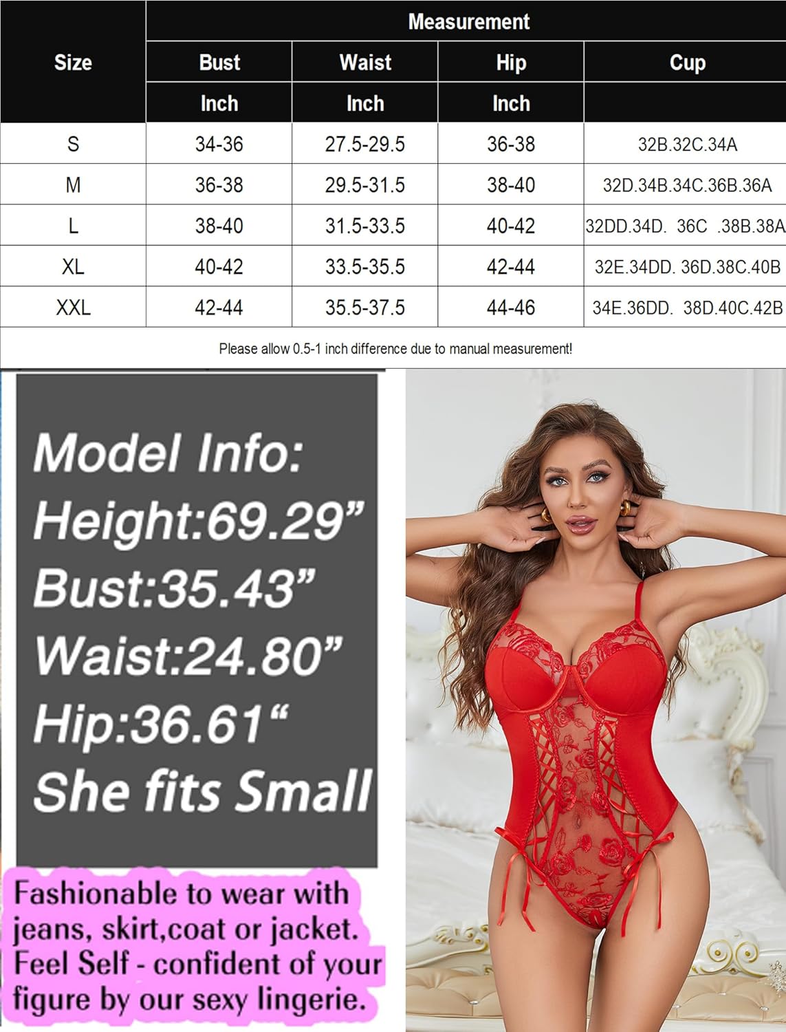 Lace Up Front Crotchless Bodysuit Lingeries-Bodysuits - Tophatter Daily Deals
