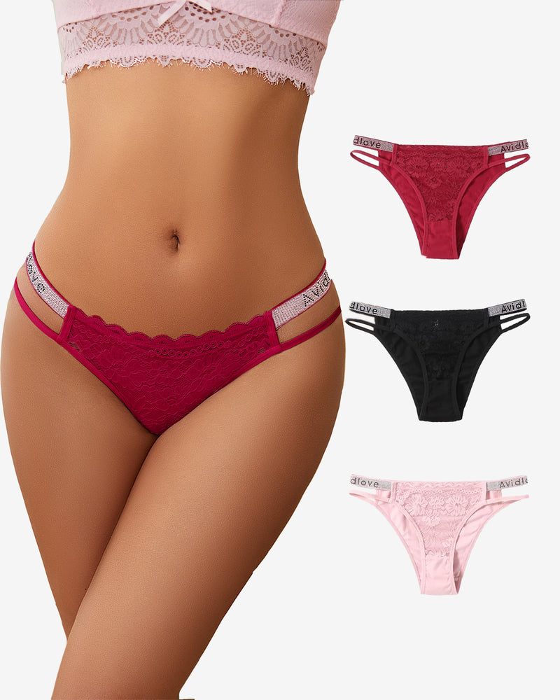 Cotton Panties Floral Lace Hipster 3 Pcs-5 Lingeries-panties - Tophatter Daily Deals