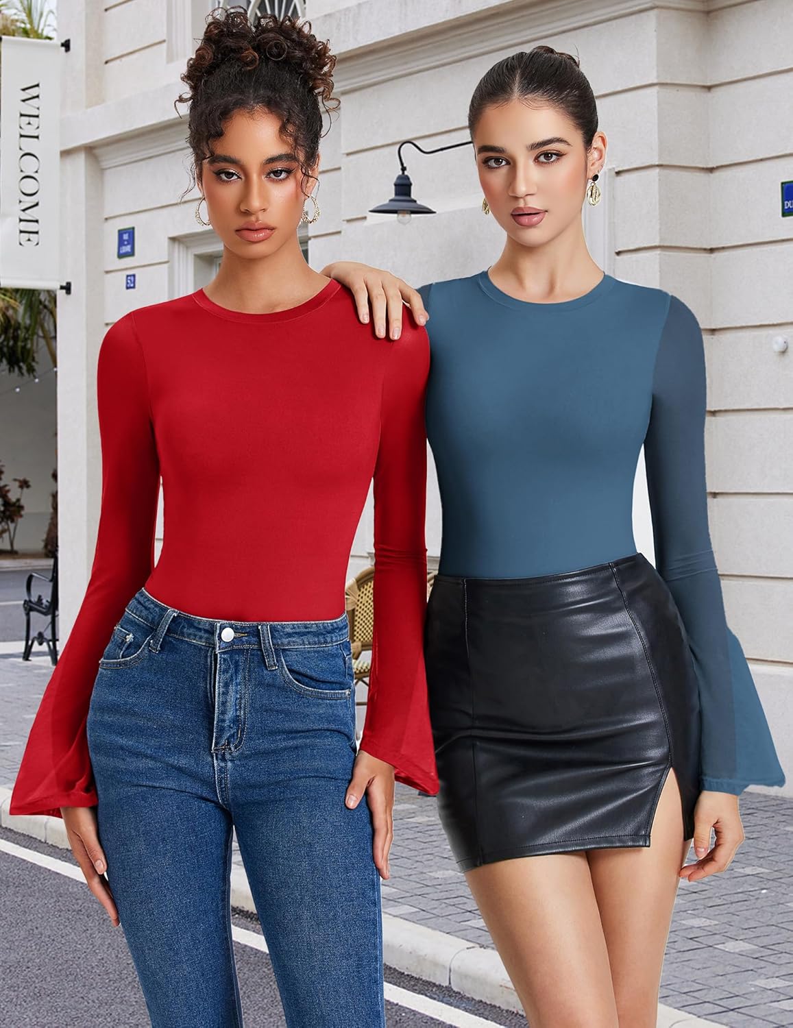 Bell Long Sleeve Bodysuits Mesh Leotard Tops Shaperwear-bodysuit - Tophatter Daily Deals