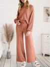 Long Sleeve Lounge Top and Drawstring Pants Set Dusty Pink Loungewear Sets - Tophatter Daily Deals