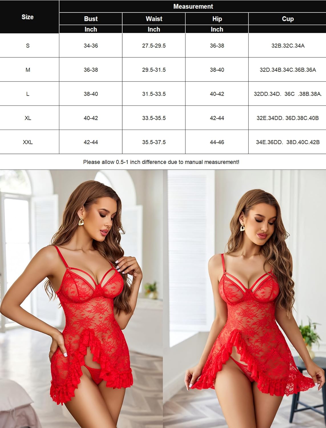 Lace Mesh Ruffle Hem Sleep Dress Lingeries-Chemises - Tophatter Daily Deals