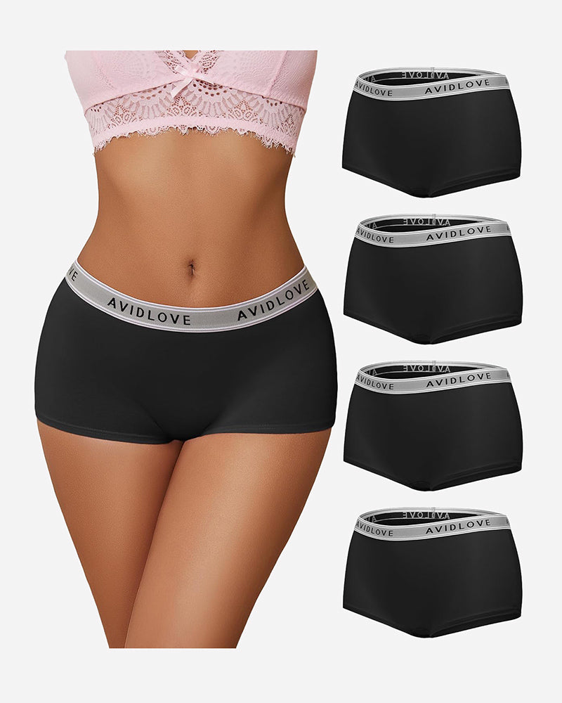 Cotton Panties Full Coverage Shorts 4 Pcs-4 Lingeries-panties - Tophatter Daily Deals