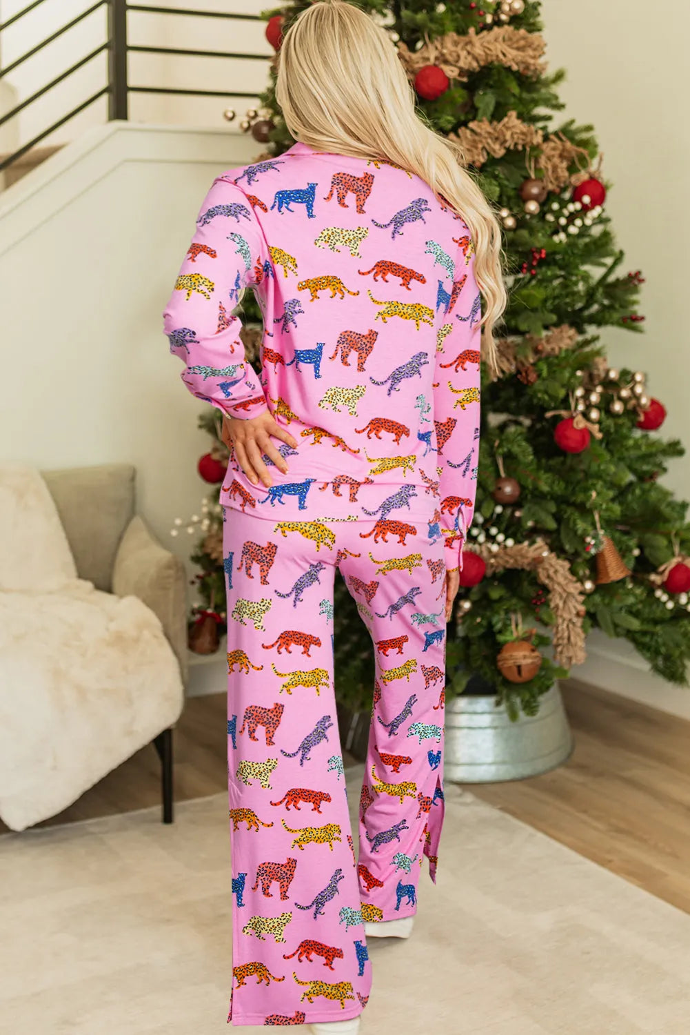 Pink Cheetah Print Shirt and Pants Pajama Set Loungewear & Sleepwear/Sleepwear - Tophatter Daily Deals