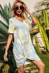 Twisted V-Neck Short Sleeve Dress Casual Dresses - Tophatter Daily Deals