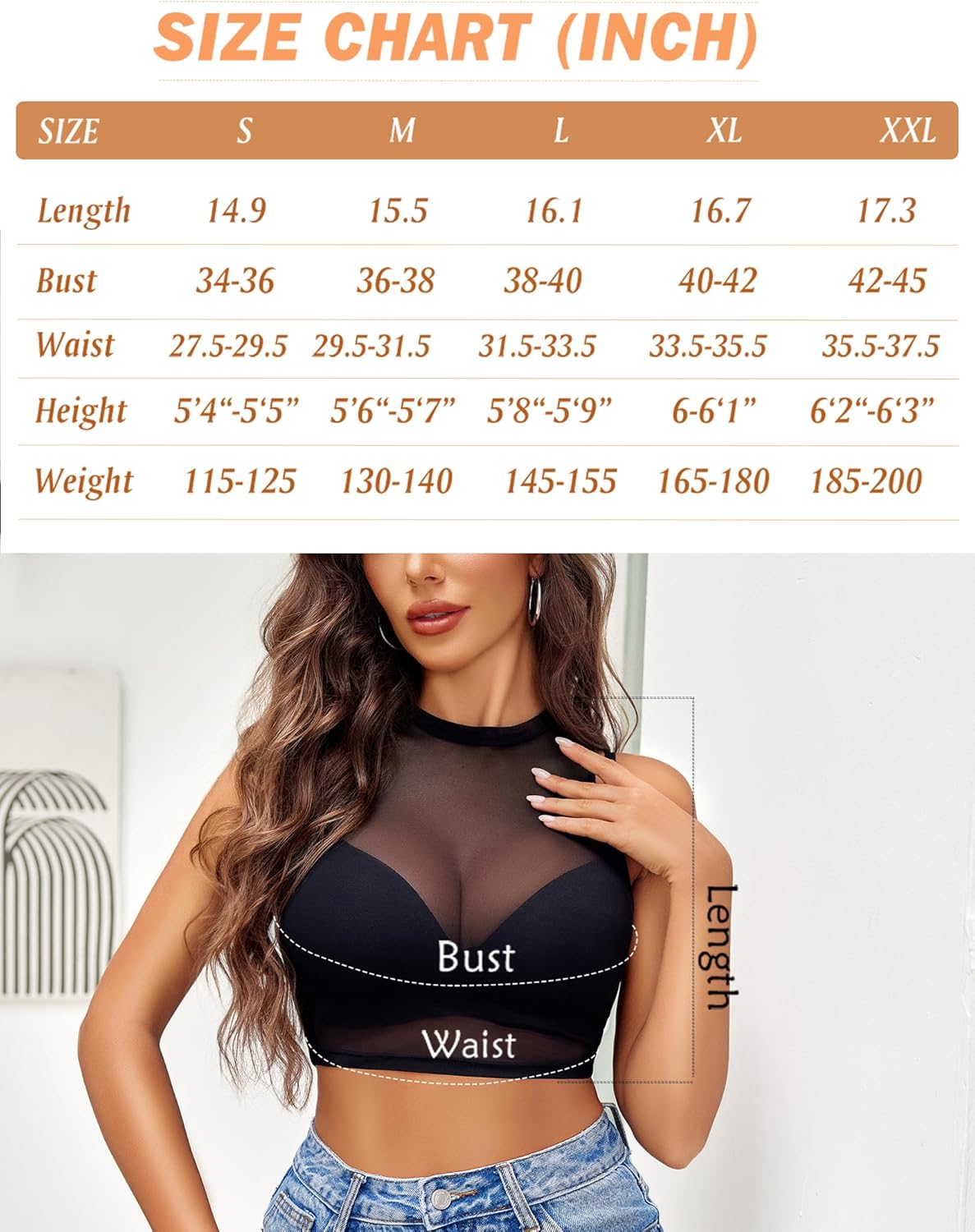 Mesh Crop Top Sheer Tank Shirts (DE Only) Lingeries-Crop tops - Tophatter Daily Deals