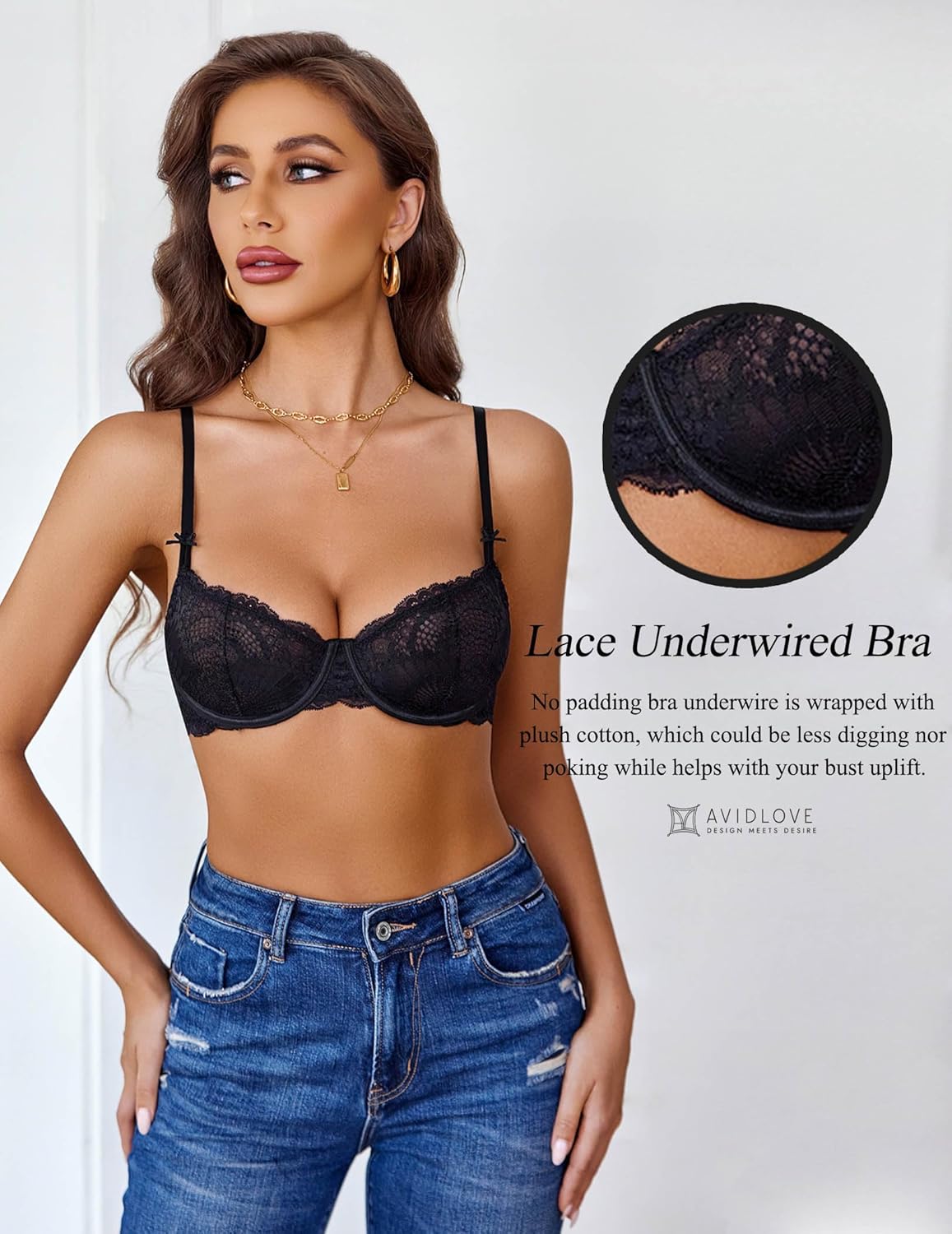 Lace Bra Sheer Underwire Unlined Bras Lingerie Sets-Bras - Tophatter Daily Deals