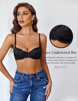 Lace Bra Sheer Underwire Unlined Bras Lingerie Sets-Bras - Tophatter Daily Deals