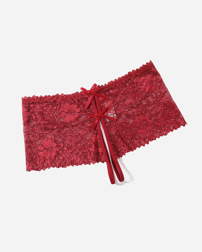 Lace Underwear High Waist Panty Dark Red Lingeries-panties - Tophatter Daily Deals