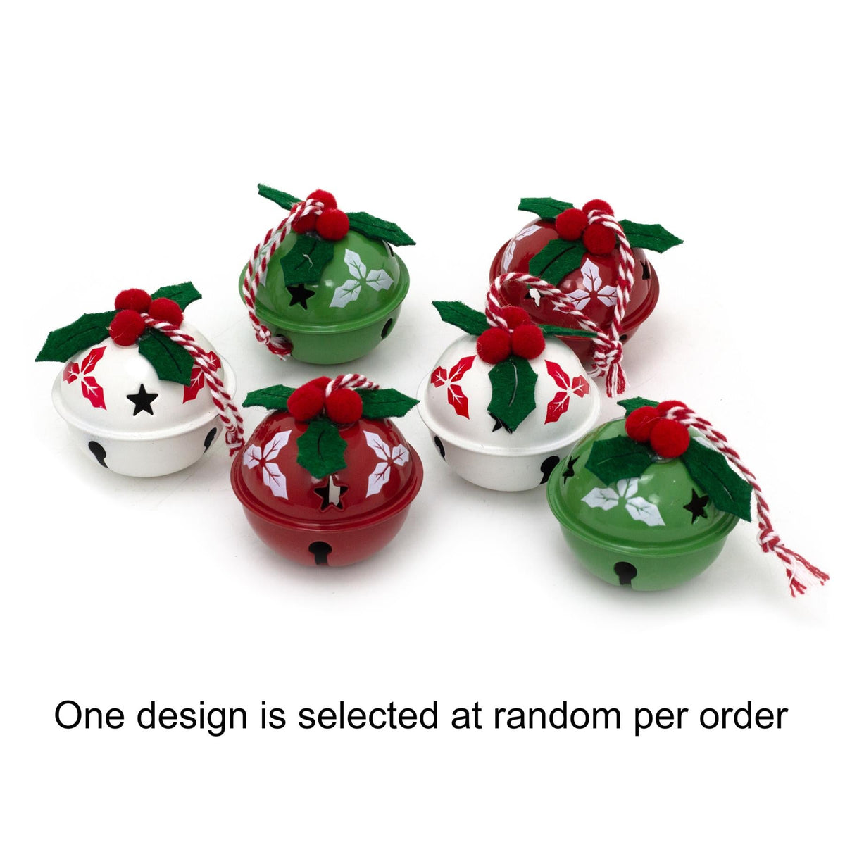 Set of 6 Baubles Festive Jingle Bells | Christmas Tree Hanging Ornaments - 4cm Baubles - Tophatter Daily Deals