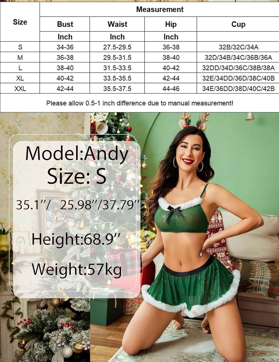 Christmas Santa Sheer Top with Mini Skirt Lingerie Sets-Skirt Sets - Tophatter Daily Deals