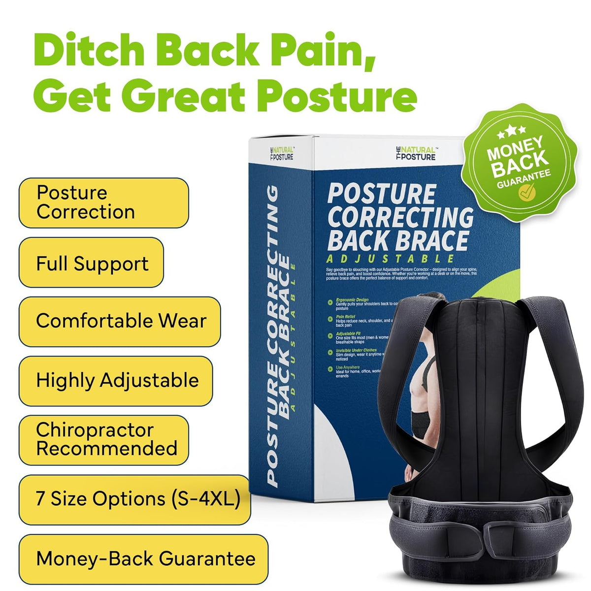 Complete Back Care Support Brace for Posture Correction Health & Wellness - Tophatter Daily Deals