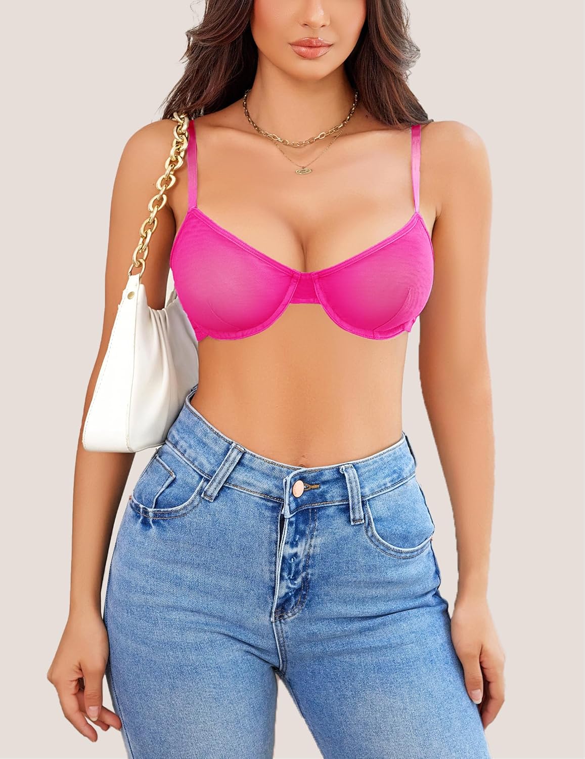 Sheer Mesh Unlined Underwire Bra Lingerie Sets-Bras - Tophatter Daily Deals
