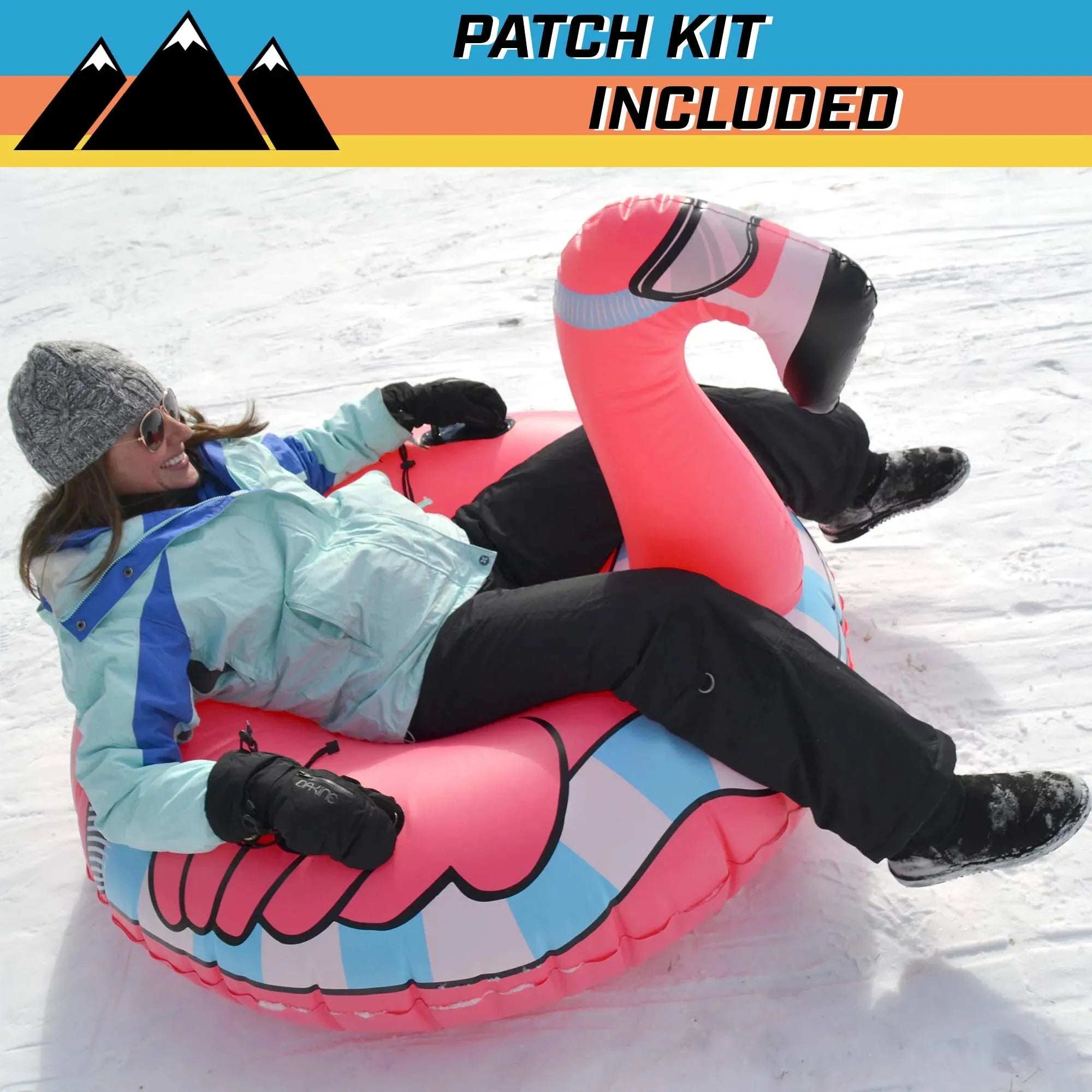 GoFloats Winter Snow Tube - Inflatable Sled for Kids and Adults (Choose from Unicorn, Disney's Frozen, Ice Dragon, Polar Bear, Penguin, Flamingo) - Tophatter Daily Deals