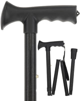 Comfort Grip Black Adjustable Folding Walking Cane Folding Canes - Tophatter Daily Deals