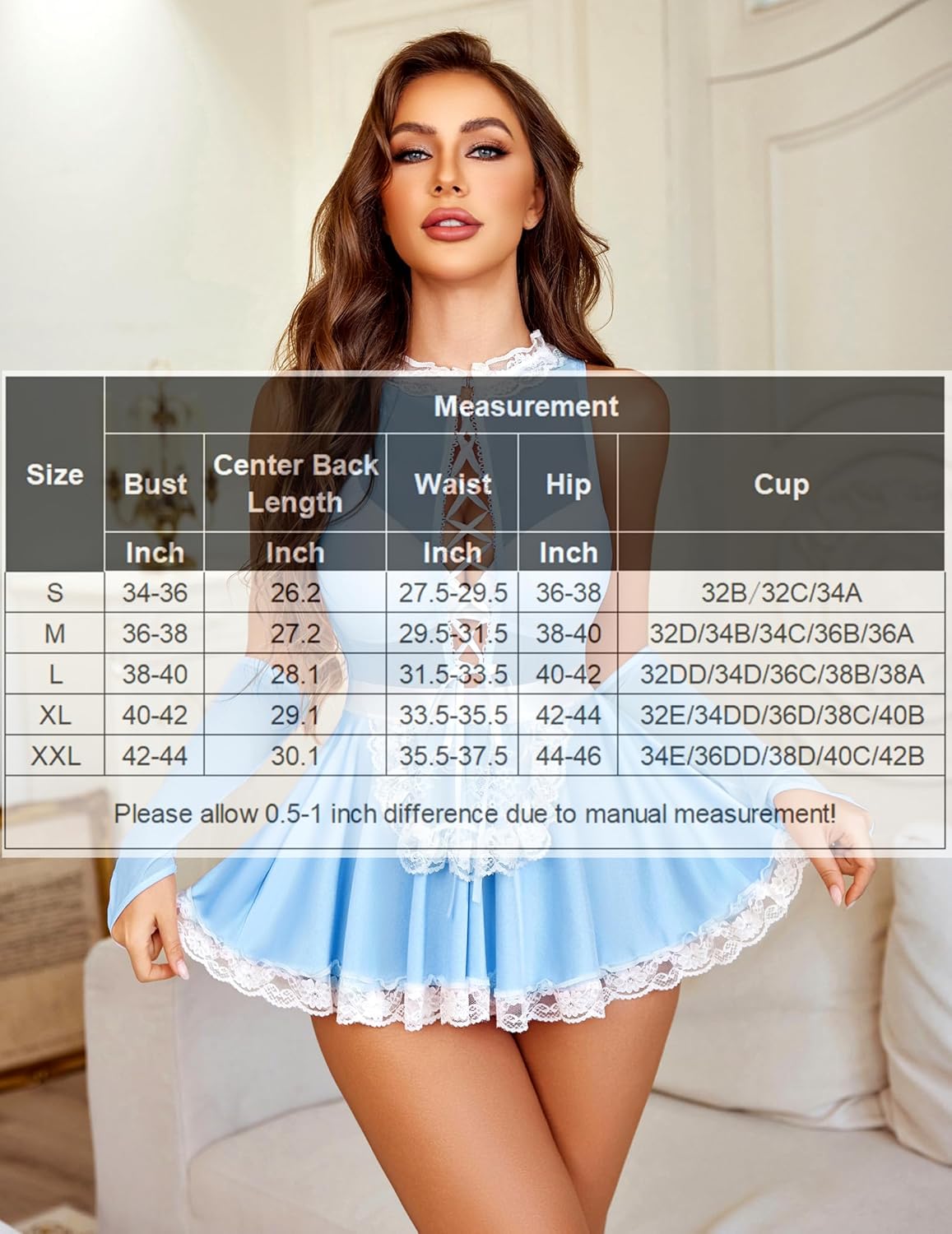 Maid Lingerie Costumes with Sheer Gloves Lingerie-Babydolls - Tophatter Daily Deals