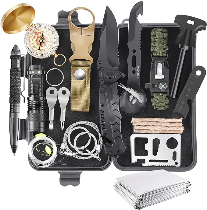 Survival Kit 28 in 1, Survival Gear Tool Emergency Tactical Equipment - Tophatter Daily Deals