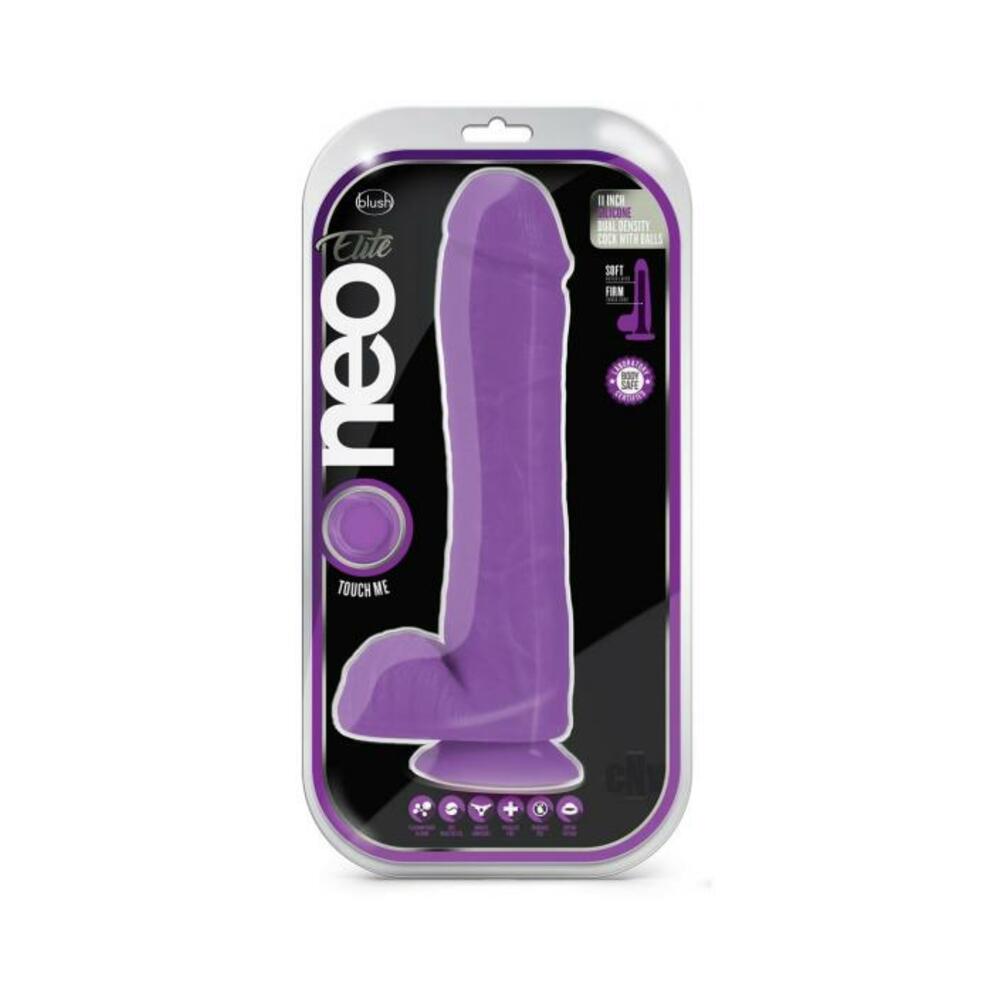 Neo Elite - 11-inch Silicone Dual-density Cock With Balls - Neon Purple - Tophatter Daily Deals