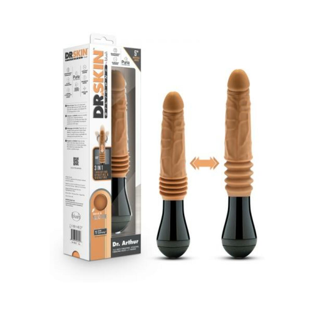 Dr. Skin Silicone Dr. Arthur Thrusting Gyrating Vibrating Dildo Tan - Tophatter Daily Deals