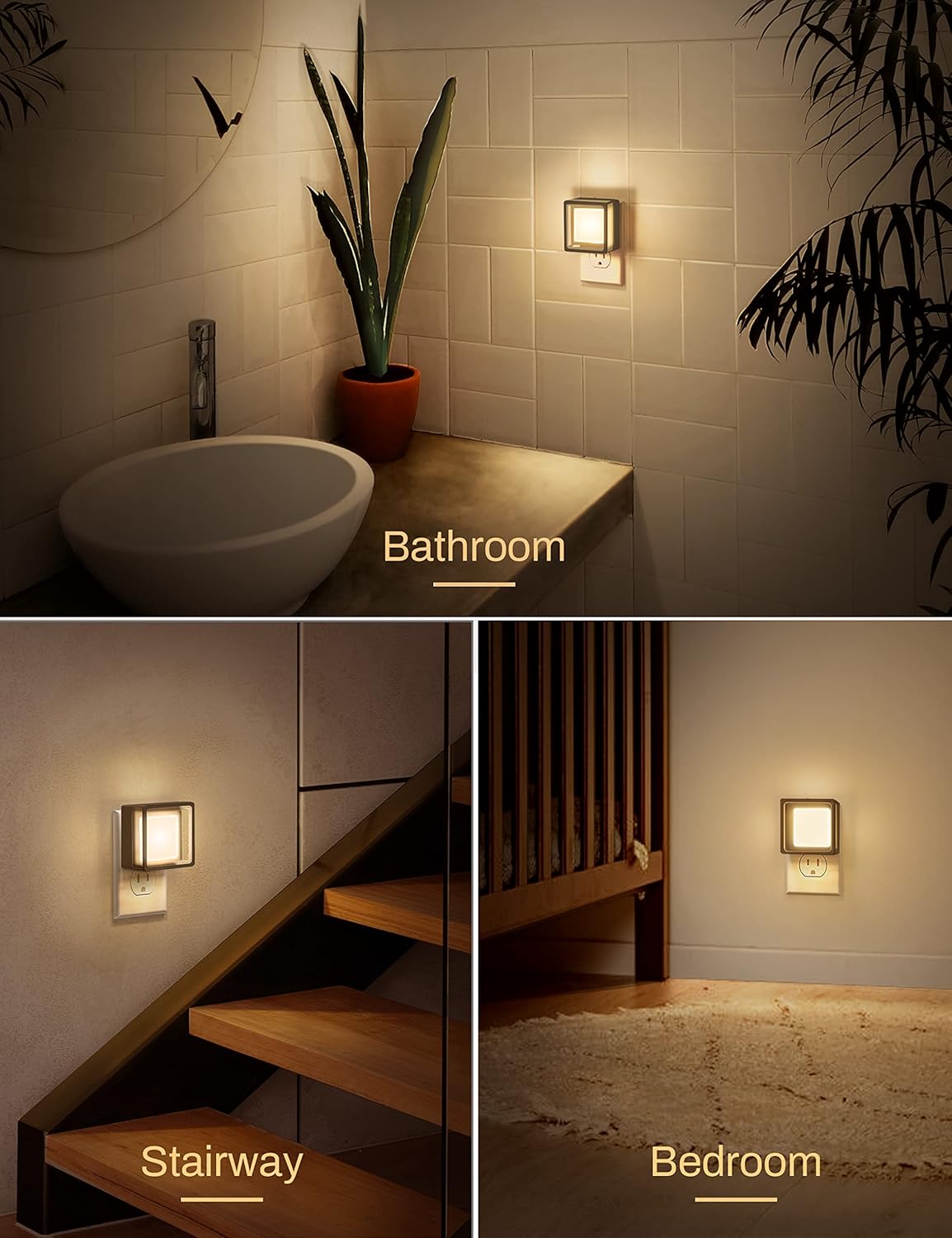LED Night Light [2 Pack] with Dusk-to-Dawn Sensor, Dimmable, Adjustable Brightness Indoor Lighting - Tophatter Daily Deals