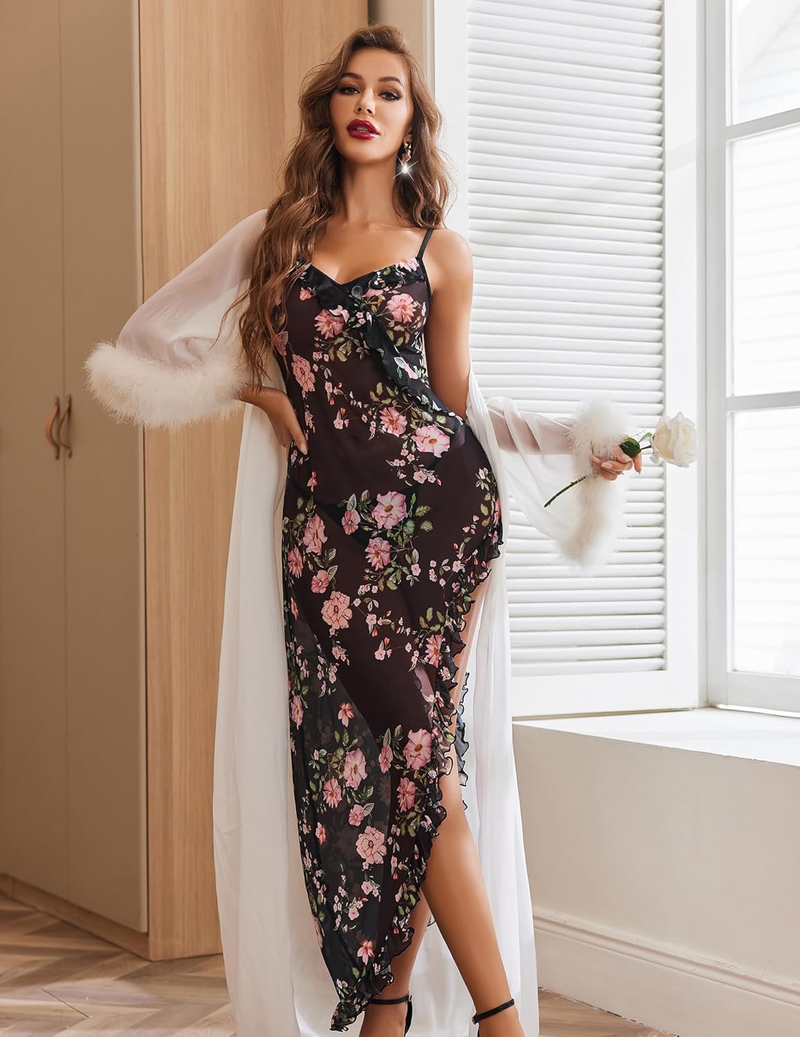 Mesh Chemise V Neck Nightdress Sleepwears-nightgowns - Tophatter Daily Deals