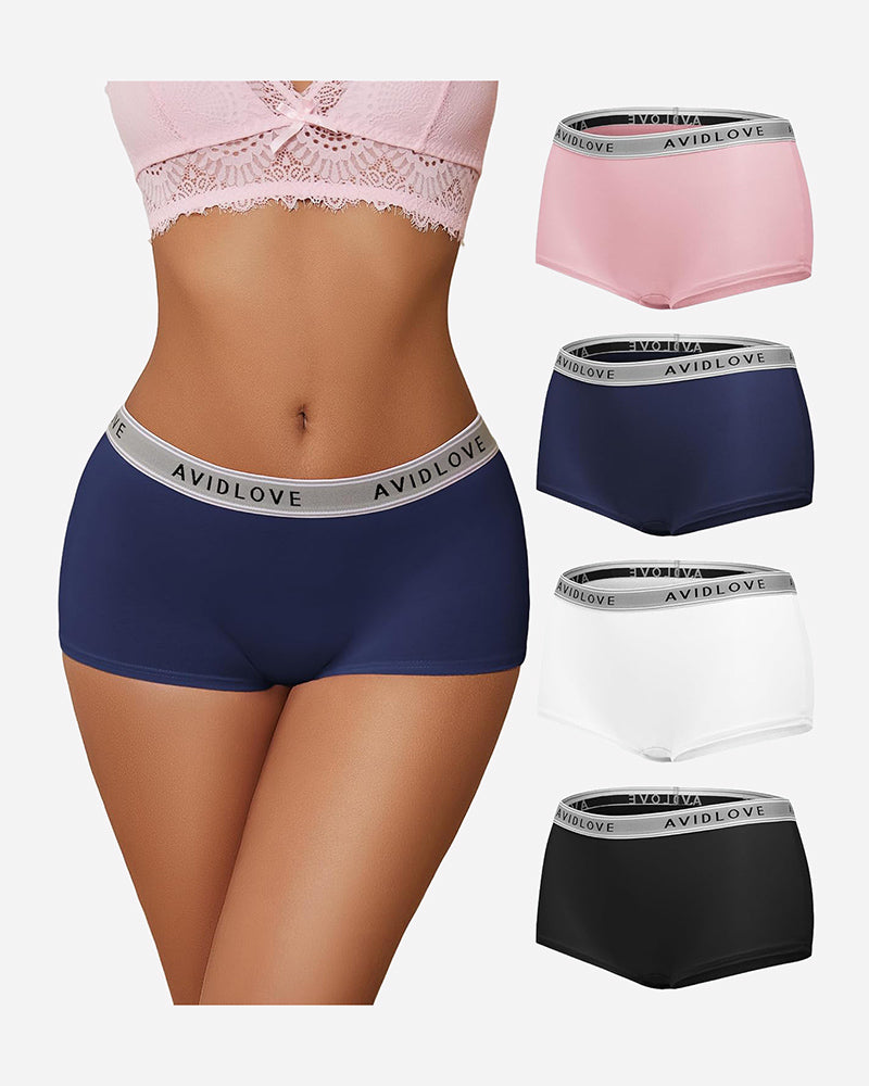 Cotton Panties Full Coverage Shorts 4 Pcs-2 Lingeries-panties - Tophatter Daily Deals
