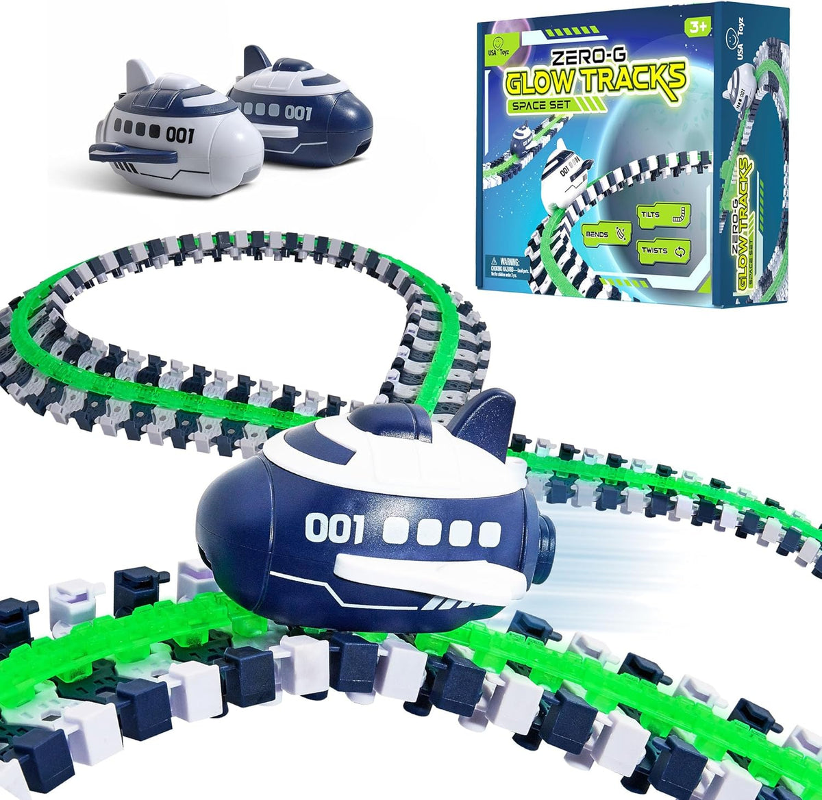 USA Toyz Zero G Space Glow Race Track for Kids- 258pc Toys & Games - Tophatter Daily Deals