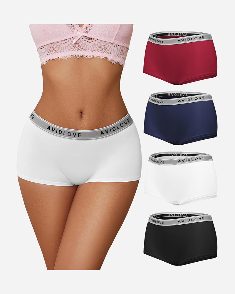 Cotton Panties Full Coverage Shorts 4 Pcs-3 Lingeries-panties - Tophatter Daily Deals