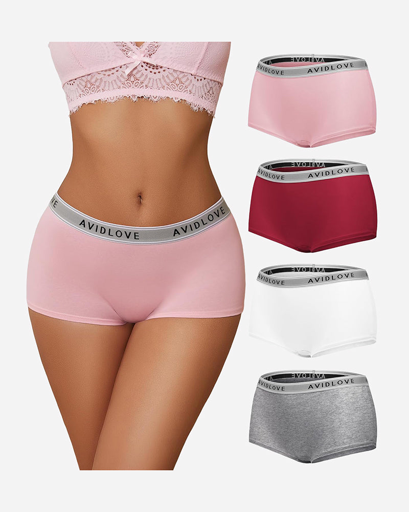 Cotton Panties Full Coverage Shorts 4 Pcs-6 Lingeries-panties - Tophatter Daily Deals