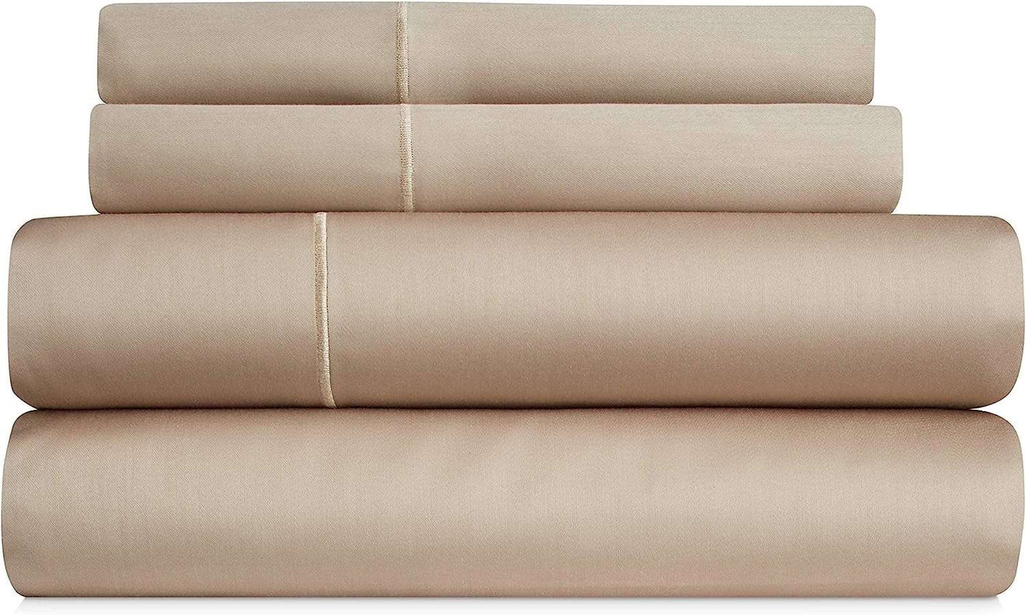 Bibb Home 1000TC Cotton Rich 4-Piece Sheet Set Taupe Bedding - Tophatter Daily Deals